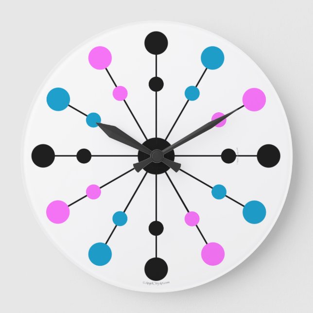 Reloj Redondo Grande Mod 1960s Retro Wall Clock (Anverso)