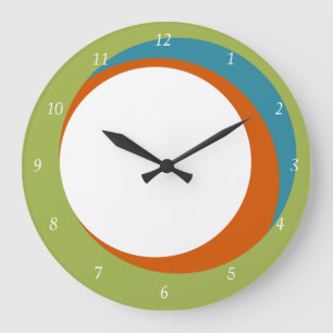 Reloj Redondo Grande Mod Circles Wall Clock Green, Naranja y Aqua