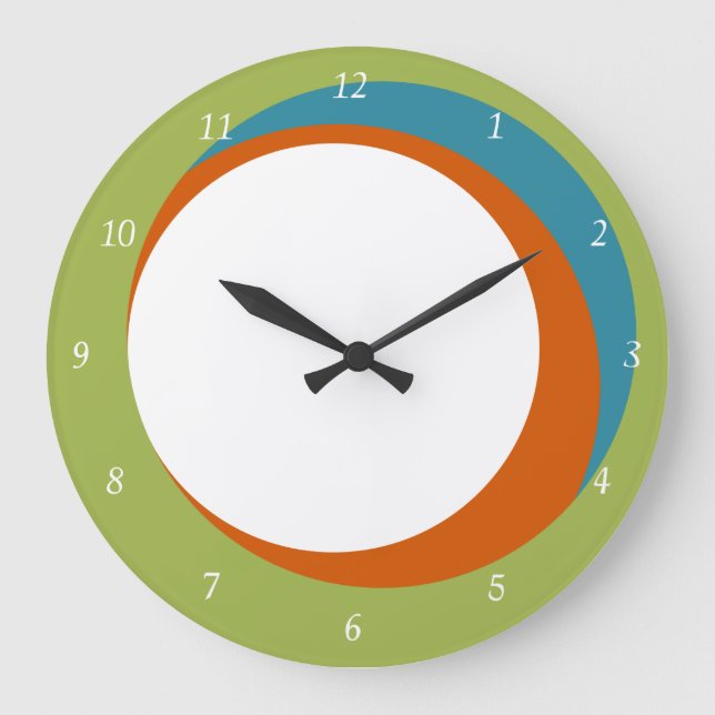 Reloj Redondo Grande Mod Circles Wall Clock Green, Naranja y Aqua (Anverso)