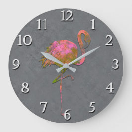 Reloj Redondo Grande Mod Colorido Verano Flamenco Chic Moderno Gris