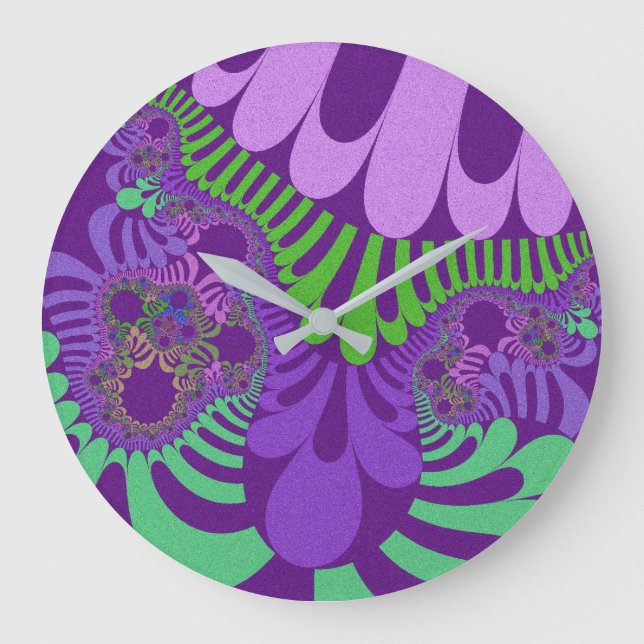 Reloj Redondo Grande Mod morado y verde (Anverso)