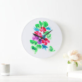Reloj Redondo Grande Moda Colorful Floral Bouquet
