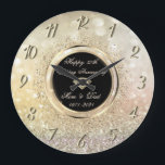 Reloj Redondo Grande Moda Confetti Bokeh 50° aniversario Boda<br><div class="desc">Elegante reloj aniversario de boda de diamantes de oro.</div>