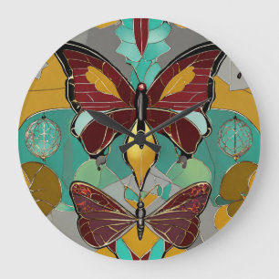 Reloj Redondo Grande Moda de flauta: Los suaves tanteos de mariposa"