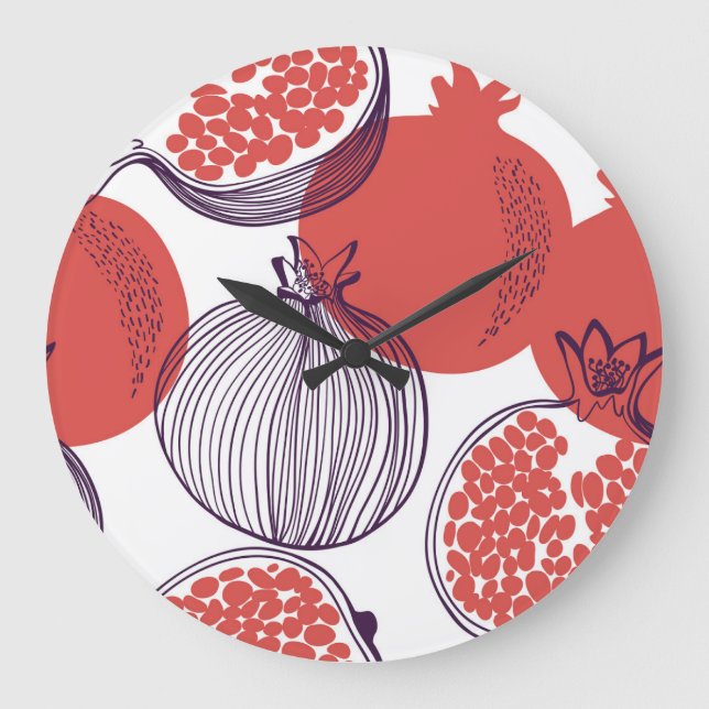 Reloj Redondo Grande Moda de granada: Patrón de cosecha sin foco (Anverso)