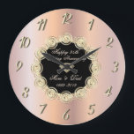 Reloj Redondo Grande Moda Diamantes Rosa Oro 50 Bodas Aniversario<br><div class="desc">Elegante reloj aniversario de boda de diamantes de oro.</div>