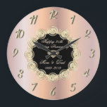 Reloj Redondo Grande Moda Diamantes Rosa Oro 50 Bodas Aniversario<br><div class="desc">Elegante reloj aniversario de boda de diamantes de oro.</div>