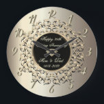 Reloj Redondo Grande Moda Elegante Champagne 50 Boda Aniversario<br><div class="desc">Elegante reloj de aniversario de los bodas de swirls.</div>