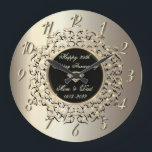 Reloj Redondo Grande Moda Elegante Champagne 50 Boda Aniversario<br><div class="desc">Elegante reloj de aniversario de los bodas de swirls.</div>