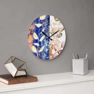 Reloj Redondo Grande Moda Eucalyptus Resumen Pintura