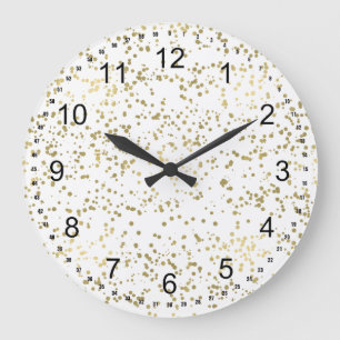 Reloj Redondo Grande Moda Gold Confetti