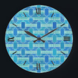 Reloj Redondo Grande Moda industrial Art Deco - azul suave<br><div class="desc">Impresión abstracta geométrica de inspiración Art Déco en tonos suaves azul,  turquesa y blanco - diseño digital</div>