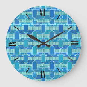 Reloj Redondo Grande Moda industrial Art Deco - azul suave