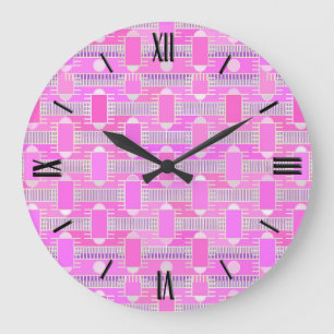 Reloj Redondo Grande Moda industrial del art déco - rosa, de color de