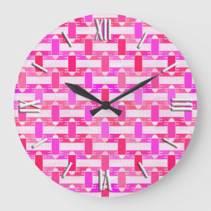 Reloj Redondo Grande Moda industrial del art déco - rosa, fucsia,