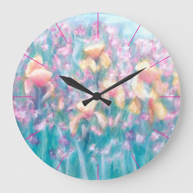Reloj Redondo Grande Moda lamentable de la primavera floral de (Anverso)