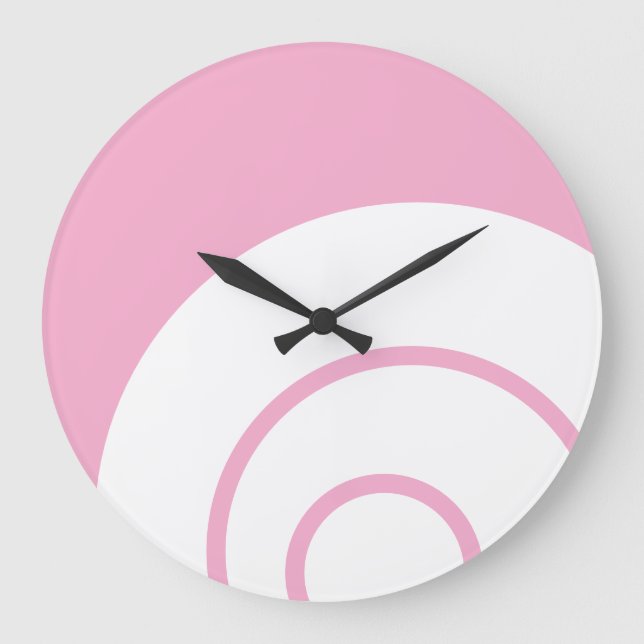 Reloj Redondo Grande Moda Mod Elegante Tiras Concéntricas Blancas Sobre (Anverso)