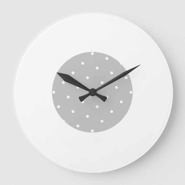 Reloj Redondo Grande Moda Moderno Centro Gris Dotado Tiras Rim Blancas (Anverso)