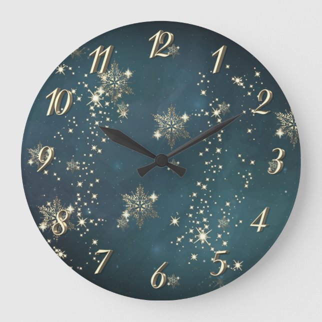 Reloj Redondo Grande Moda Oro copos de nieve verde (Anverso)