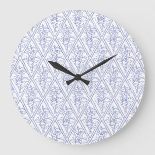 Reloj Redondo Grande Moda Periwinkle Blue Floral Diamond Pattern
