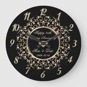 Reloj Redondo Grande Moda Swirls 50 Aniversario Boda