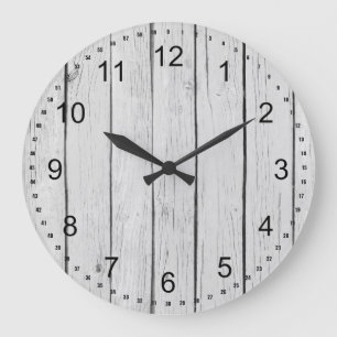 Reloj Redondo Grande Moda White Rustic Faux Wood