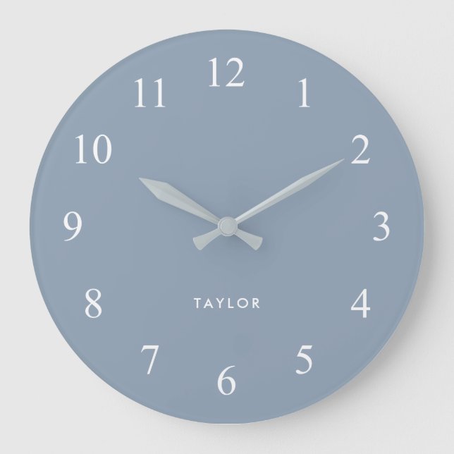 Reloj Redondo Grande Moda y elegante azul y blanco turbio (Anverso)