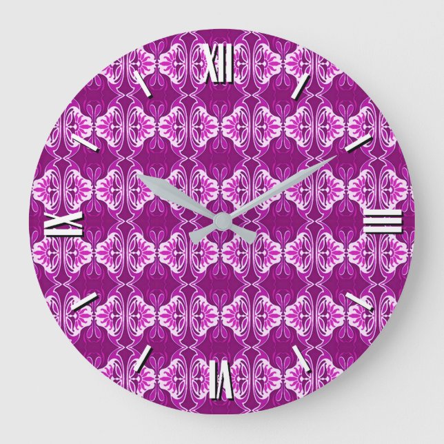Reloj Redondo Grande Modalidades Art Déco - Púrpura y blanco profundos (Anverso)