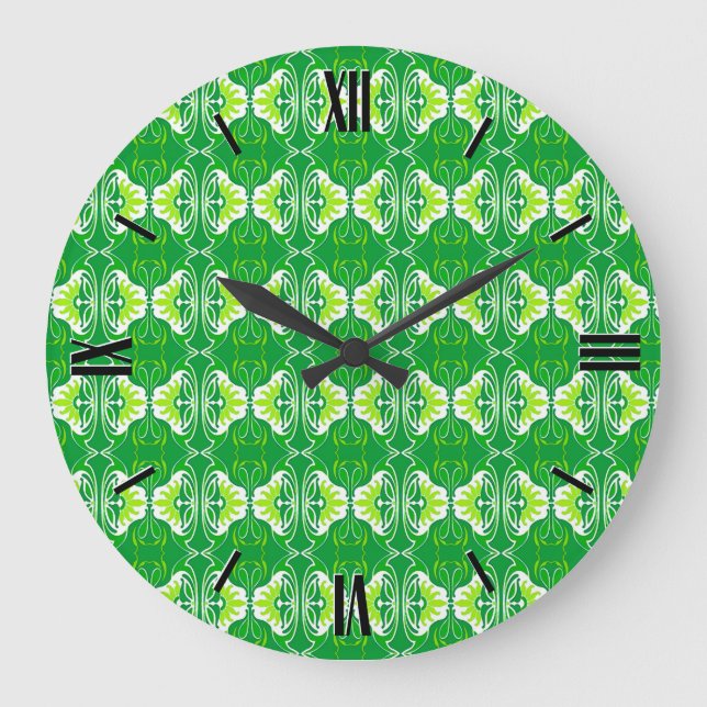 Reloj Redondo Grande Modalidades de fondo de pantalla Art Deco - verde  (Anverso)