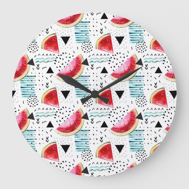 Reloj Redondo Grande Modelo abstracto de la sandía (Anverso)