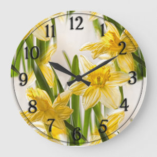Reloj Redondo Grande Modelo amarillo del papel pintado del narciso