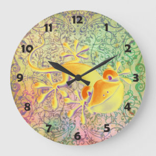 Reloj Redondo Grande Modelo antiguo del ornamento de los artes + Gecko