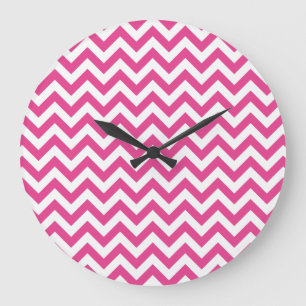Reloj Redondo Grande Modelo blanco fucsia de Chevron