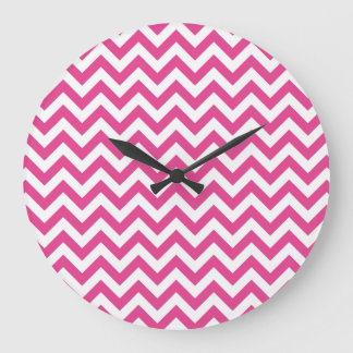 Reloj Redondo Grande Modelo blanco fucsia de Chevron