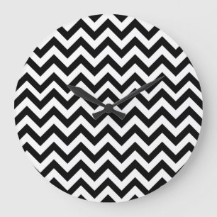 Reloj Redondo Grande Modelo blanco negro de Chevron