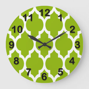 Reloj Redondo Grande Modelo blanco verde #4 de Quatrefoil del marroquí