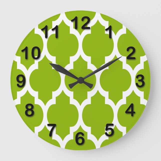 Reloj Redondo Grande Modelo blanco verde #4 de Quatrefoil del marroquí (Anverso)