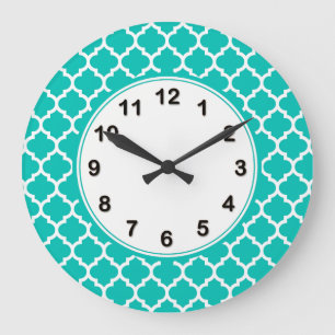 Reloj Redondo Grande Modelo blanco verde azulado #5 de Quatrefoil del