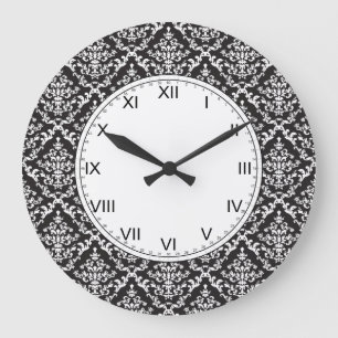 Reloj Redondo Grande Modelo blanco y negro del damasco