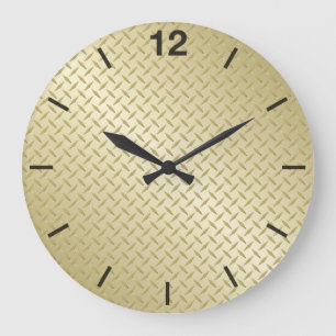 Reloj Redondo Grande Modelo brillante de Diamondplate del oro