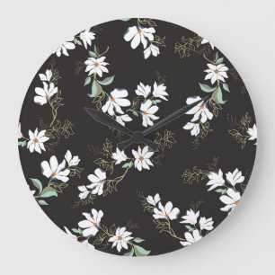 Reloj Redondo Grande Modelo brillante sin soldadura floral de Magnolia