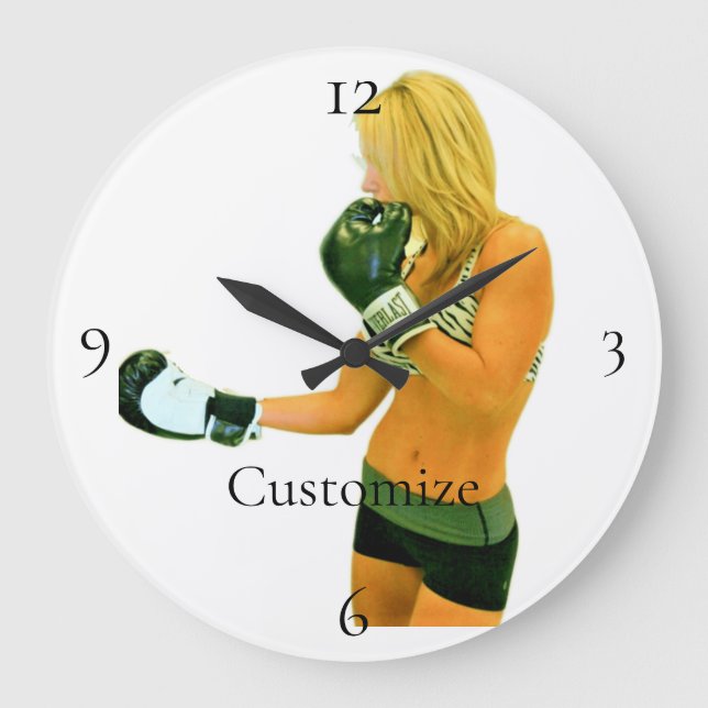 Reloj Redondo Grande Modelo de fitness femenino boxeo Thunder_Cove (Anverso)
