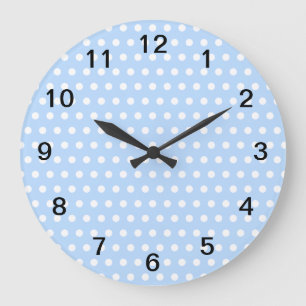 Reloj Redondo Grande Modelo de lunar blanco y azul. Manchado