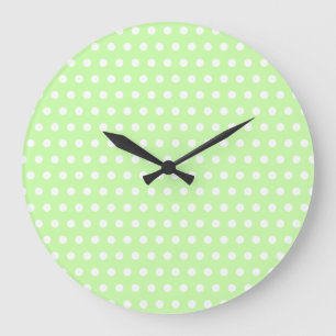 Reloj Redondo Grande Modelo de lunar blanco y verde. Manchado