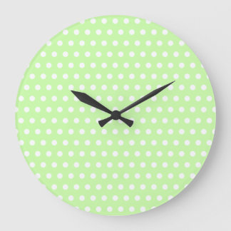 Reloj Redondo Grande Modelo de lunar blanco y verde. Manchado