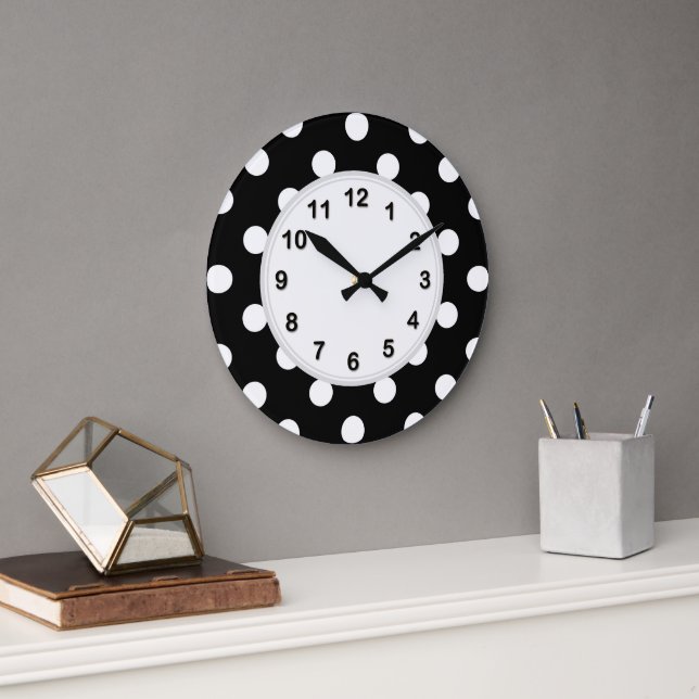 Reloj Redondo Grande Modelo de lunar grande blanco negro (Oficina)