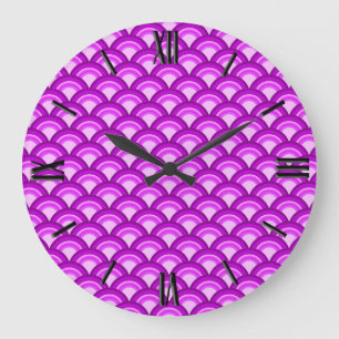 Reloj Redondo Grande Modelo de onda del art déco - violeta y orquídea
