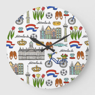 Reloj Redondo Grande Modelo del Doodle de Netherland