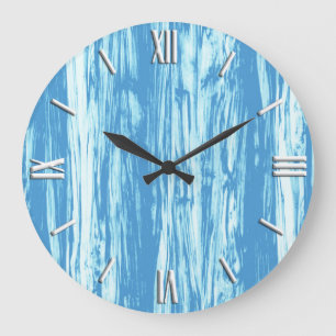 Reloj Redondo Grande Modelo del Driftwood - azul y blanco de océano