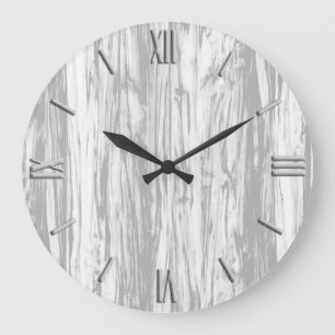 Reloj Redondo Grande Modelo del Driftwood - gris/gris y blanco